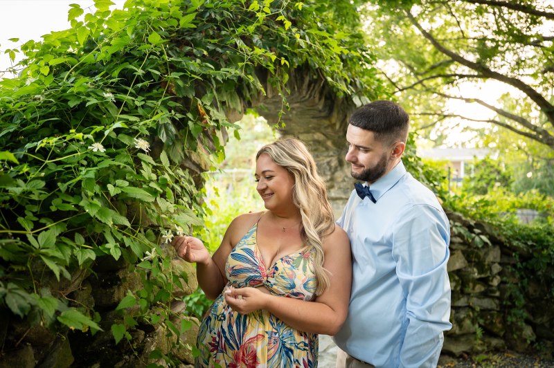 A close-up of Wayne and Christy in the garden